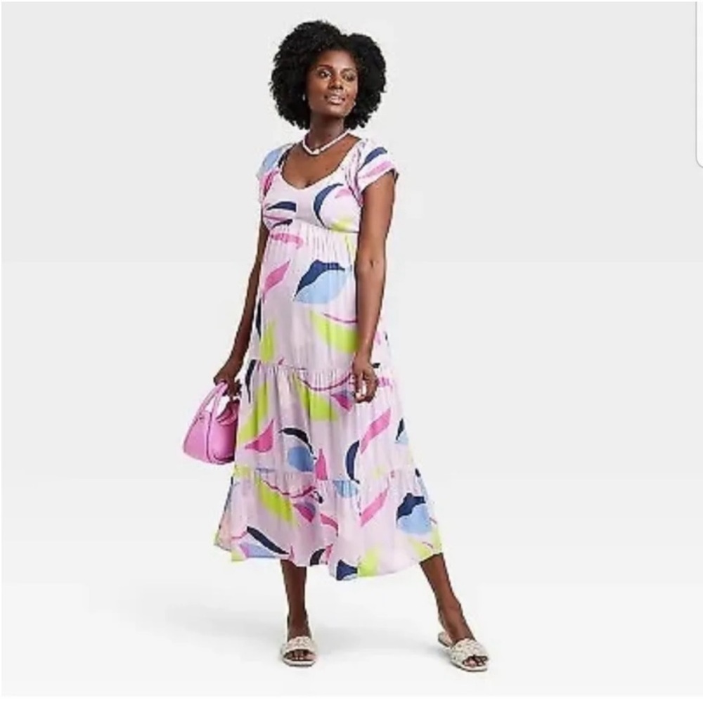 Ingrid and Isabel Geometric Maternity Maxi Dress